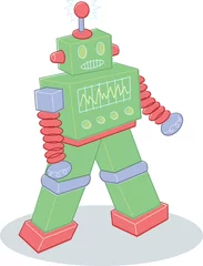 Tuinposter Retro stijl speelgoed robot illustratie © Wingnut Designs