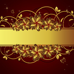 Vector background with gold flowers and a space for your text