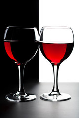 two glasses of red wine isolated