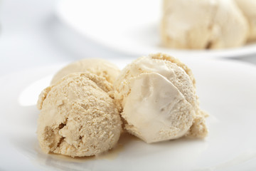 ice cream on white plates