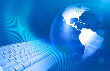 Globalization concept with keyboard