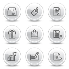 Shopping web icons, white glossy circle buttons series
