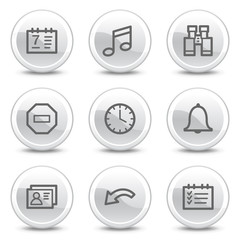 Organizer web icons, white glossy circle buttons series