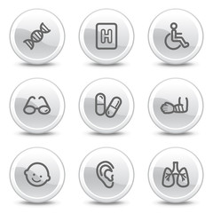 Medicine web icons set 2, white glossy circle buttons series