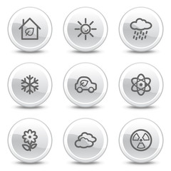 Ecology web icons set 2, white glossy circle buttons series
