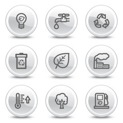 Ecology web icons, white glossy circle buttons series