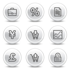 E-business web icons, white glossy circle buttons series