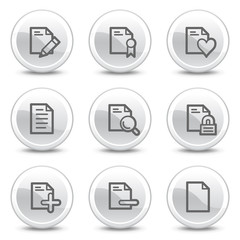 Document web icons set 2, white glossy circle buttons series