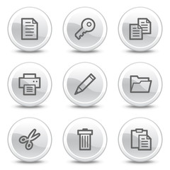 Document web icons, white glossy circle buttons series