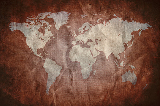 Fototapeta Grunge old paper with world map