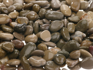 wet round flat stone as background