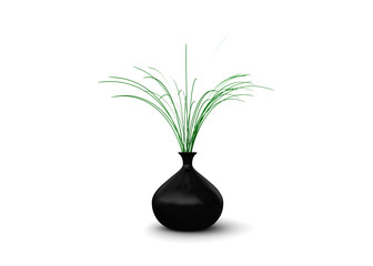 Fototapeta na wymiar Kleine Topfpflanze - Schwarze Vase