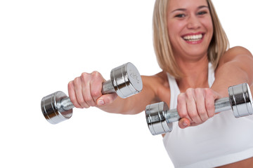 Fitness series - Blond woman with silver weights