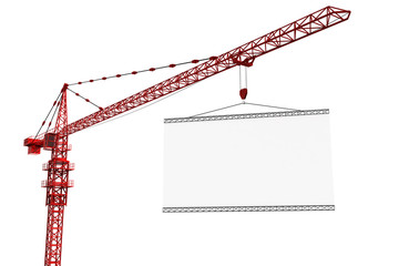 Tower crane with empty sign