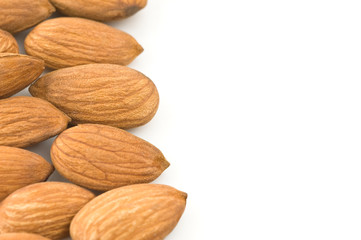 Almond kernels  in white background