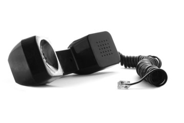 Old style black phone tube with cable