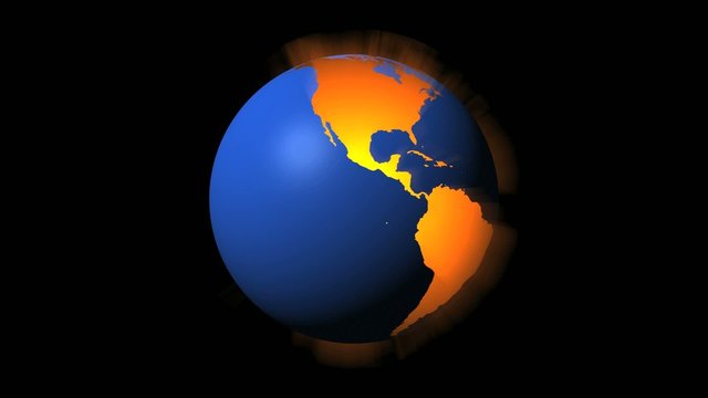 Terra che ruota luci volumetriche loop 1080p ntsc 29.96 fps