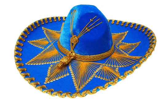 Nice Blue Sombrero Mexicano Isolated