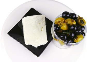soft cheese and olives