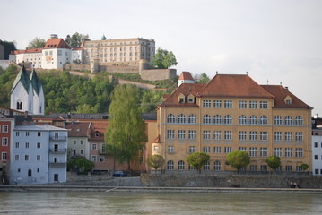 Passau - Blick von Innstadt auf Feste Oberhaus