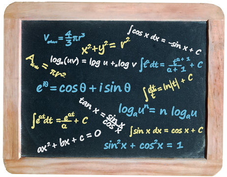 Maths Formulae on blackboard