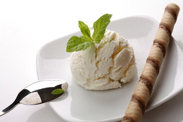 Vanilla Ice cream with mint