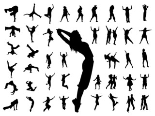 silhouette people jumping dance - 14085937