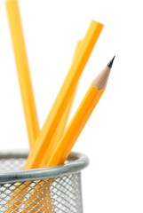 Pencils and Pencil Container isolated on white