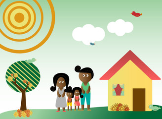 Retro style african american family