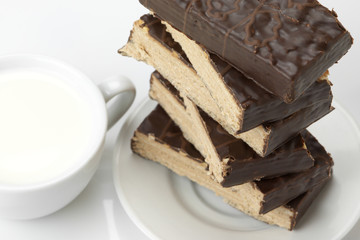 Chocolate wafer and milk