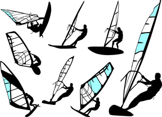 windsurfing - vector set
