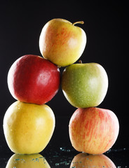 Apples on black