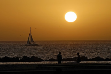 Les voiles du cr&eacute;puscule &agrave; Agadir, Maroc en Afrique du Nord