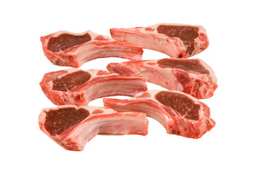 Raw lamb chops isolated on white