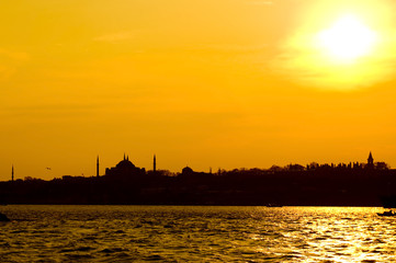 Naklejka premium The view of Blue mosque and Hagia Sofia