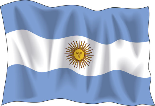 Waving flag of Argentina on white background