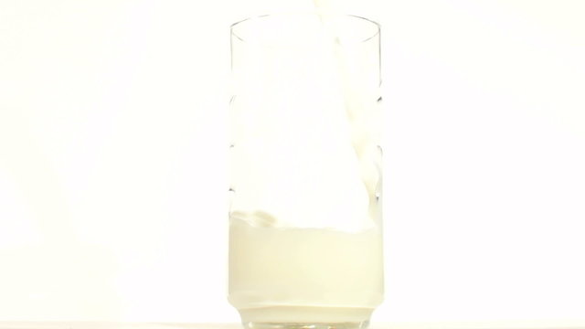 Milk pour in tall glass - HD