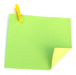 post-it en papier recyclé avec coin plié et mini-pince jaune