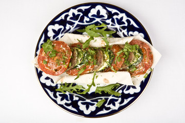 served roasted beef meat steak