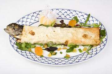 fish trout in lavash to fry