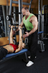 two bodybuilders in gym