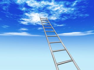 crome stair to blue sky