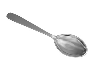 metal chrome spoon isolated on white