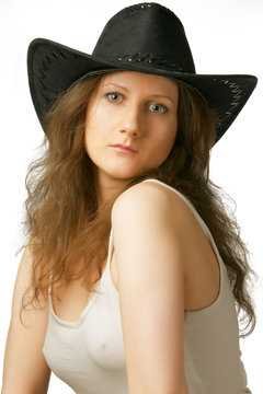 Pretty girl in cowboy hat