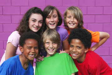 happy group of diverse kids - 14124504