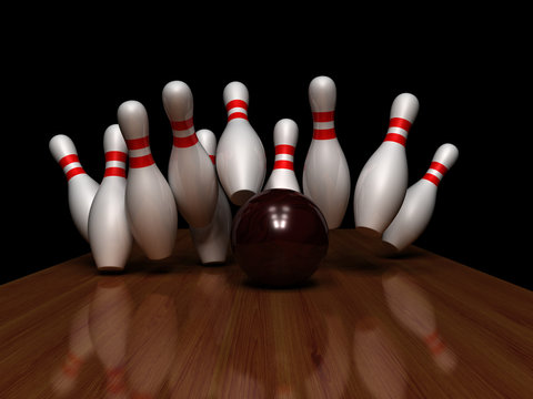 The strikes with bowling ball