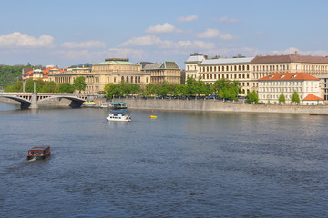 view across to Prague with river Vltava