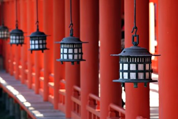 Lanterns at Miyajima's Itsukushima Shrine - Japan