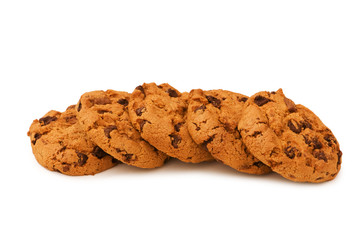 Chocolate cookies isolated on the white background