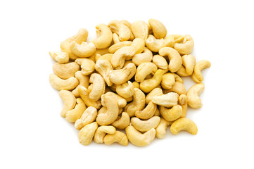 Cashew nuts isolated on the white background